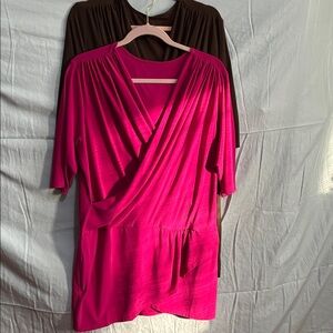 Randolph Duke Vibrant Pink Wrap Blouse